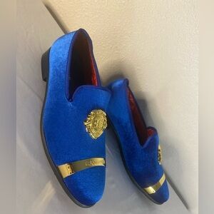 Elanroman~NIB~Men’s Fashion Blue Velvet Loafers~Cushioned Insole~Size EU 41 US 8